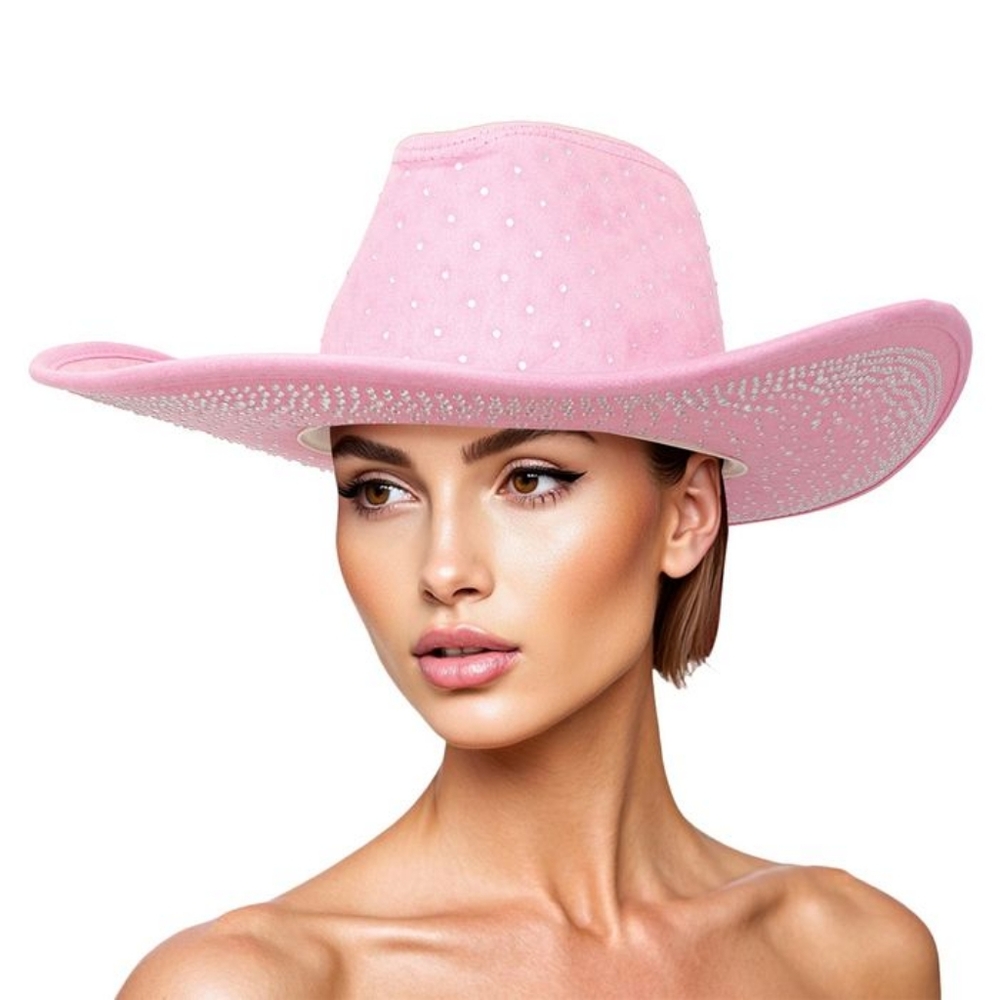 Cowboy Hat Pink Rhinestone Cowgirl Fashion Hat - Picture 1 of 4
